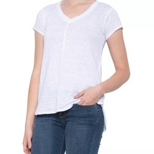 Tahari 100% Linen White T-Shirt V Tunic Womens XL